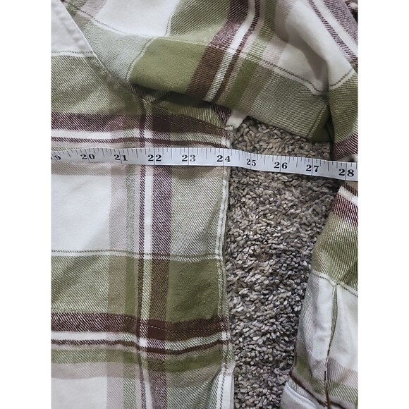 Blu Pepper Size XXL Green Plaid Frayed Hem Button Down Shirt/Jacket Pockets - Picture 6 of 13